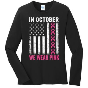 In October We Wear Gift Us Flag Ladies Long Sleeve Shirt