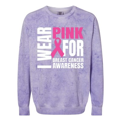 In October We Wear Pink Ribbon Breast Cancer Awareness Month Colorblast Crewneck Sweatshirt