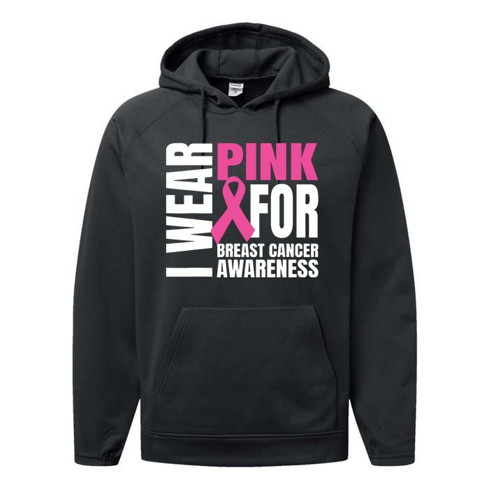 In October We Wear Pink Ribbon Breast Cancer Awareness Month Performance Fleece Hoodie