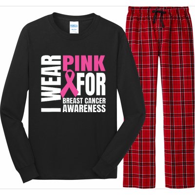 In October We Wear Pink Ribbon Breast Cancer Awareness Month Long Sleeve Pajama Set