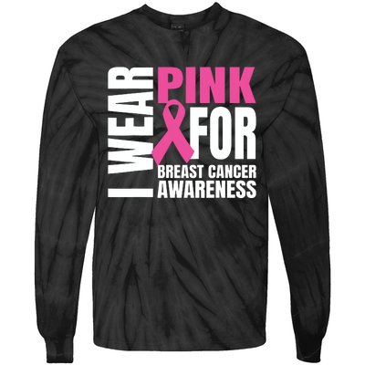 In October We Wear Pink Ribbon Breast Cancer Awareness Month Tie-Dye Long Sleeve Shirt