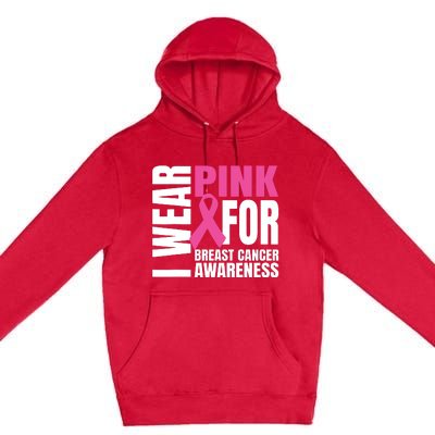 In October We Wear Pink Ribbon Breast Cancer Awareness Month Premium Pullover Hoodie