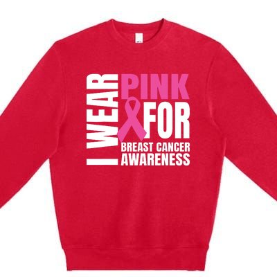 In October We Wear Pink Ribbon Breast Cancer Awareness Month Premium Crewneck Sweatshirt