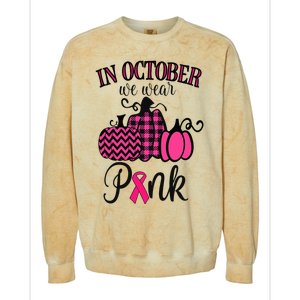 In October We Wear Pink Thanksgiving Breast Cancer Awareness  Colorblast Crewneck Sweatshirt