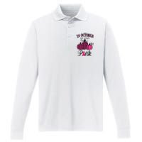 In October We Wear Pink Thanksgiving Breast Cancer Awareness  Performance Long Sleeve Polo