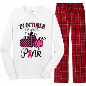 In October We Wear Pink Thanksgiving Breast Cancer Awareness  Long Sleeve Pajama Set