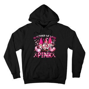 In October We Wear Pink Gnomes Breast Cancer Funny Halloween Hoodie