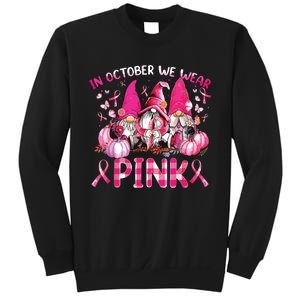 In October We Wear Pink Gnomes Breast Cancer Funny Halloween Sweatshirt