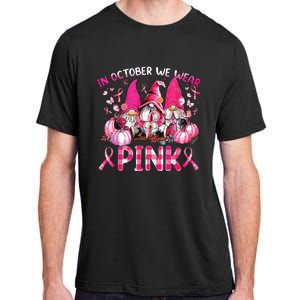 In October We Wear Pink Gnomes Breast Cancer Funny Halloween Adult ChromaSoft Performance T-Shirt