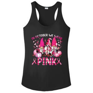 In October We Wear Pink Gnomes Breast Cancer Funny Halloween Ladies PosiCharge Competitor Racerback Tank