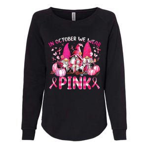 In October We Wear Pink Gnomes Breast Cancer Funny Halloween Womens California Wash Sweatshirt