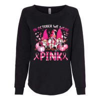 In October We Wear Pink Gnomes Breast Cancer Funny Halloween Womens California Wash Sweatshirt