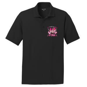 In October We Wear Pink Gnomes Breast Cancer Funny Halloween PosiCharge RacerMesh Polo