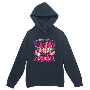 In October We Wear Pink Gnomes Breast Cancer Funny Halloween Urban Pullover Hoodie