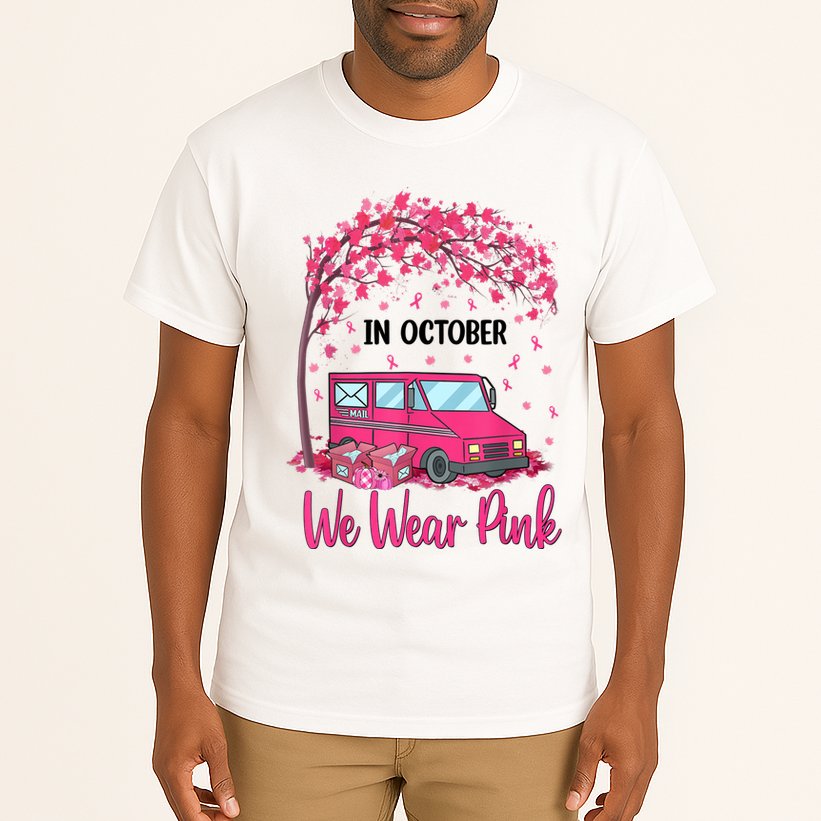 In October We Wear Pink Mail Carrier Postal Workers Tall T-Shirt