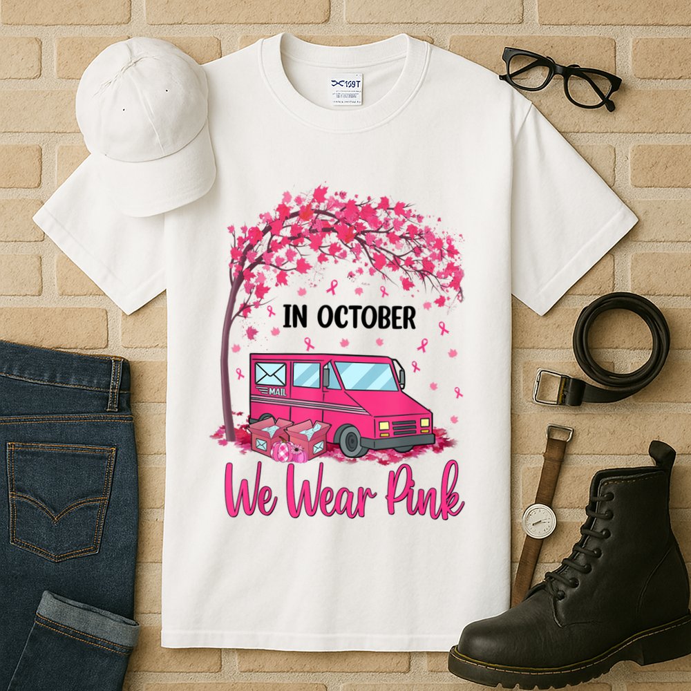 In October We Wear Pink Mail Carrier Postal Workers Tall T-Shirt