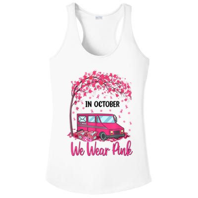 In October We Wear Pink Mail Carrier Postal Workers Ladies PosiCharge Competitor Racerback Tank