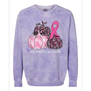 In October We Wear Pink Ribbon Pumpkin Breast Cancer Colorblast Crewneck Sweatshirt