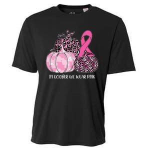 In October We Wear Pink Ribbon Pumpkin Breast Cancer Cooling Performance Crew T-Shirt