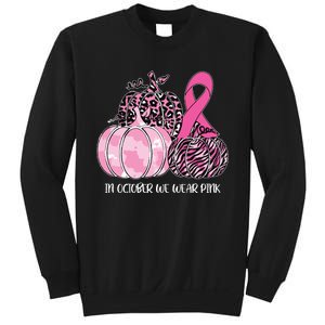 In October We Wear Pink Ribbon Pumpkin Breast Cancer Sweatshirt