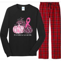 In October We Wear Pink Ribbon Pumpkin Breast Cancer Long Sleeve Pajama Set