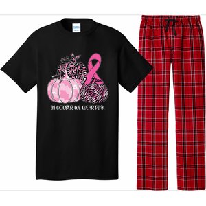 In October We Wear Pink Ribbon Pumpkin Breast Cancer Pajama Set