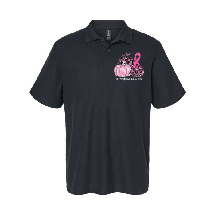 In October We Wear Pink Ribbon Pumpkin Breast Cancer Softstyle Adult Sport Polo