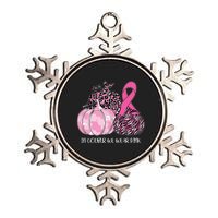 In October We Wear Pink Ribbon Pumpkin Breast Cancer Metallic Star Ornament