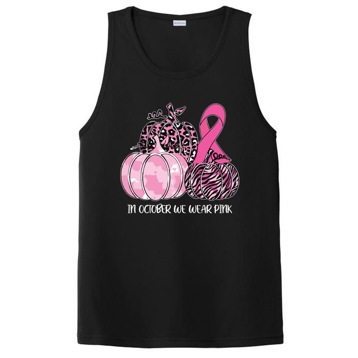 In October We Wear Pink Ribbon Pumpkin Breast Cancer PosiCharge Competitor Tank