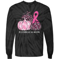 In October We Wear Pink Ribbon Pumpkin Breast Cancer Tie-Dye Long Sleeve Shirt