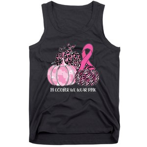 In October We Wear Pink Ribbon Pumpkin Breast Cancer Tank Top