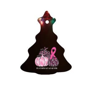 In October We Wear Pink Ribbon Pumpkin Breast Cancer Ceramic Tree Ornament