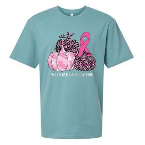 In October We Wear Pink Ribbon Pumpkin Breast Cancer Sueded Cloud Jersey T-Shirt