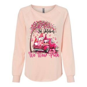 In October We Wear Pink Gnomes Truck Breast Cancer Womens California Wash Sweatshirt