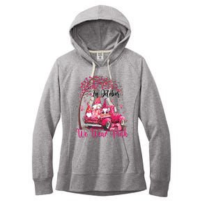 In October We Wear Pink Gnomes Truck Breast Cancer Women's Fleece Hoodie