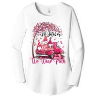 In October We Wear Pink Gnomes Truck Breast Cancer Women's Perfect Tri Tunic Long Sleeve Shirt