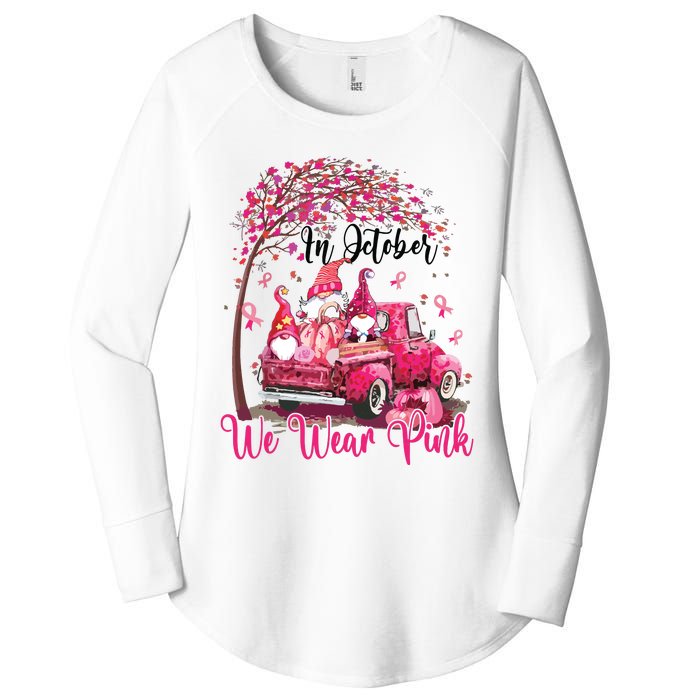 In October We Wear Pink Gnomes Truck Breast Cancer Women's Perfect Tri Tunic Long Sleeve Shirt