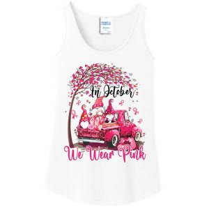 In October We Wear Pink Gnomes Truck Breast Cancer Ladies Essential Tank