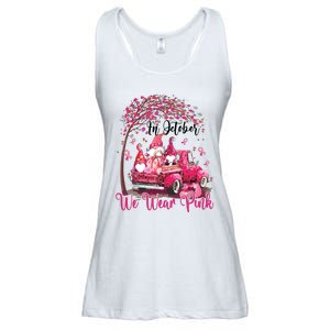 In October We Wear Pink Gnomes Truck Breast Cancer Ladies Essential Flowy Tank