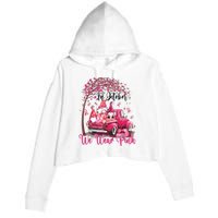 In October We Wear Pink Gnomes Truck Breast Cancer Crop Fleece Hoodie