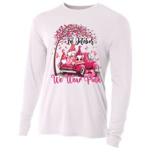 In October We Wear Pink Gnomes Truck Breast Cancer Cooling Performance Long Sleeve Crew