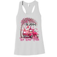 In October We Wear Pink Gnomes Truck Breast Cancer Women's Racerback Tank