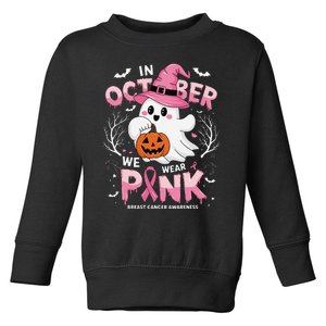 In October We Wear P.Ink Ghost Breast Cancer Awareness Gift Toddler Sweatshirt