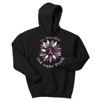 In October We Wear Pink Sunflower Breast Cancer Awareness Kids Hoodie