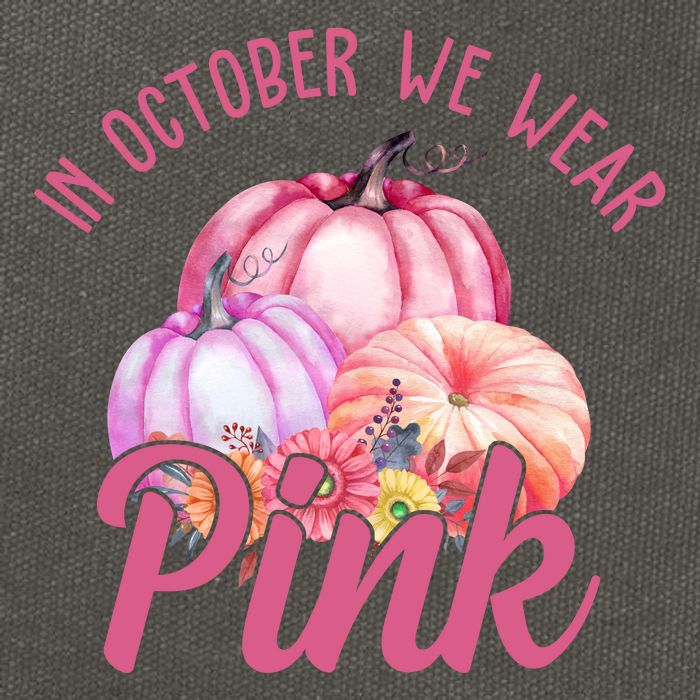 In October We Wear Pink Pumpkin Patch Breast Cancer Cotton Canvas Backpack