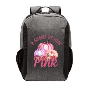 In October We Wear Pink Pumpkin Patch Breast Cancer Vector Backpack