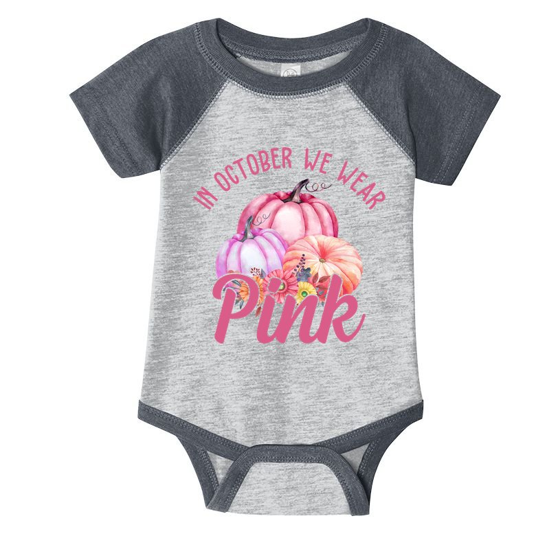 In October We Wear Pink Pumpkin Patch Breast Cancer Infant Baby Jersey Bodysuit