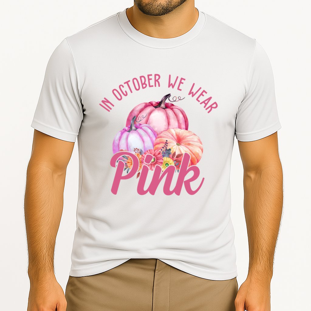 In October We Wear Pink Pumpkin Patch Breast Cancer Cooling Performance Crew T-Shirt
