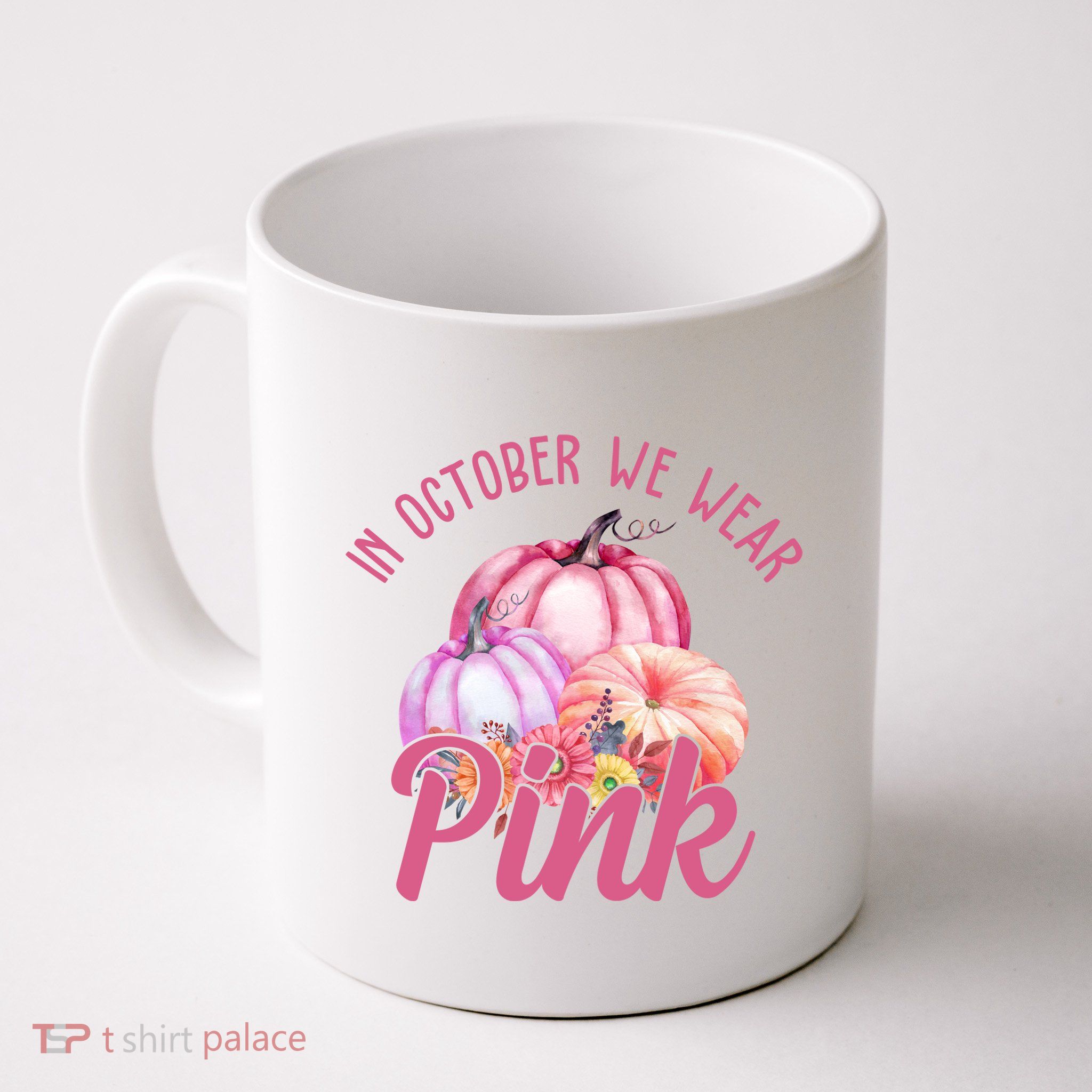 In October We Wear Pink Pumpkin Patch Breast Cancer Mug