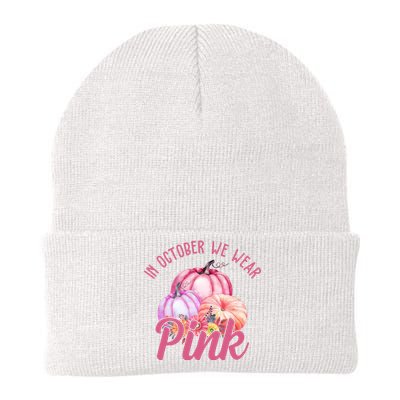 In October We Wear Pink Pumpkin Patch Breast Cancer Knit Cap Winter Beanie